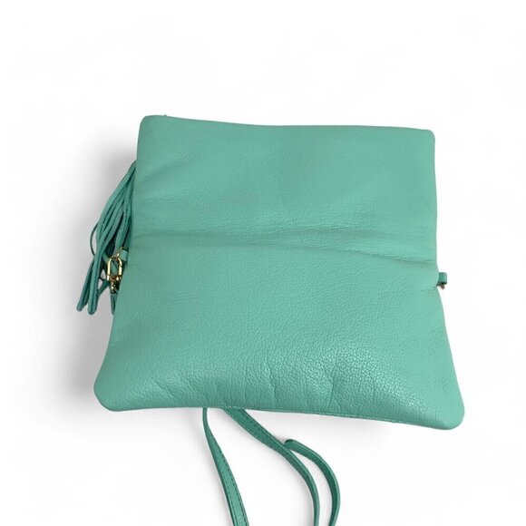 GiGi New York Stella Fold-Over Clutch Convertible Crossbody Green Leather - Picture 4 of 11